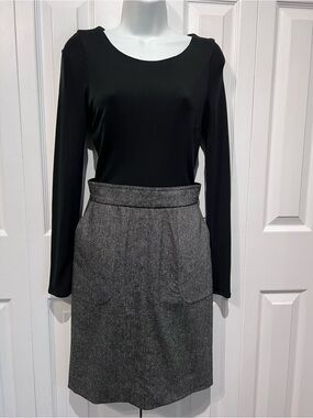 Ross Mayer Black /Heather Grey Wool Long Sleeve Lined Dress Size 2